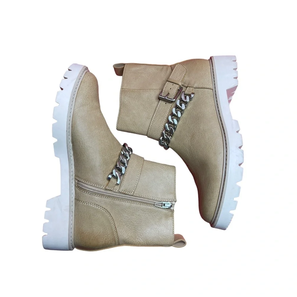 Dolce Vida Paulie Buckle & Chain Strap Biker Boots Sz 9 - Picture 3 of 7
